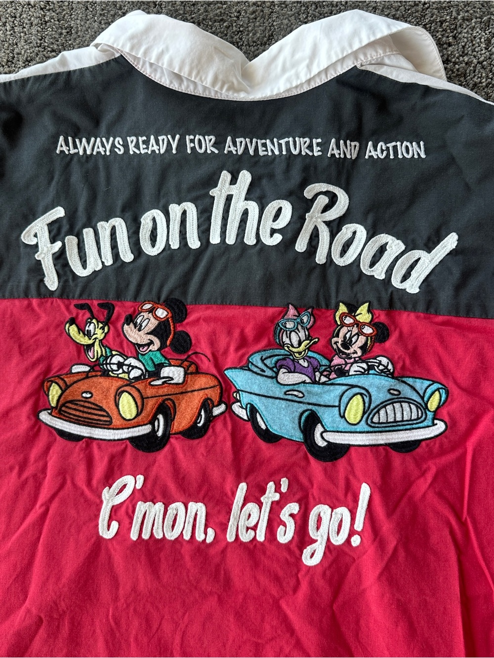 Disney Mickey Minnie Fun on the Road Embroidered Button Down Shirt OS - Picture 5 of 5
